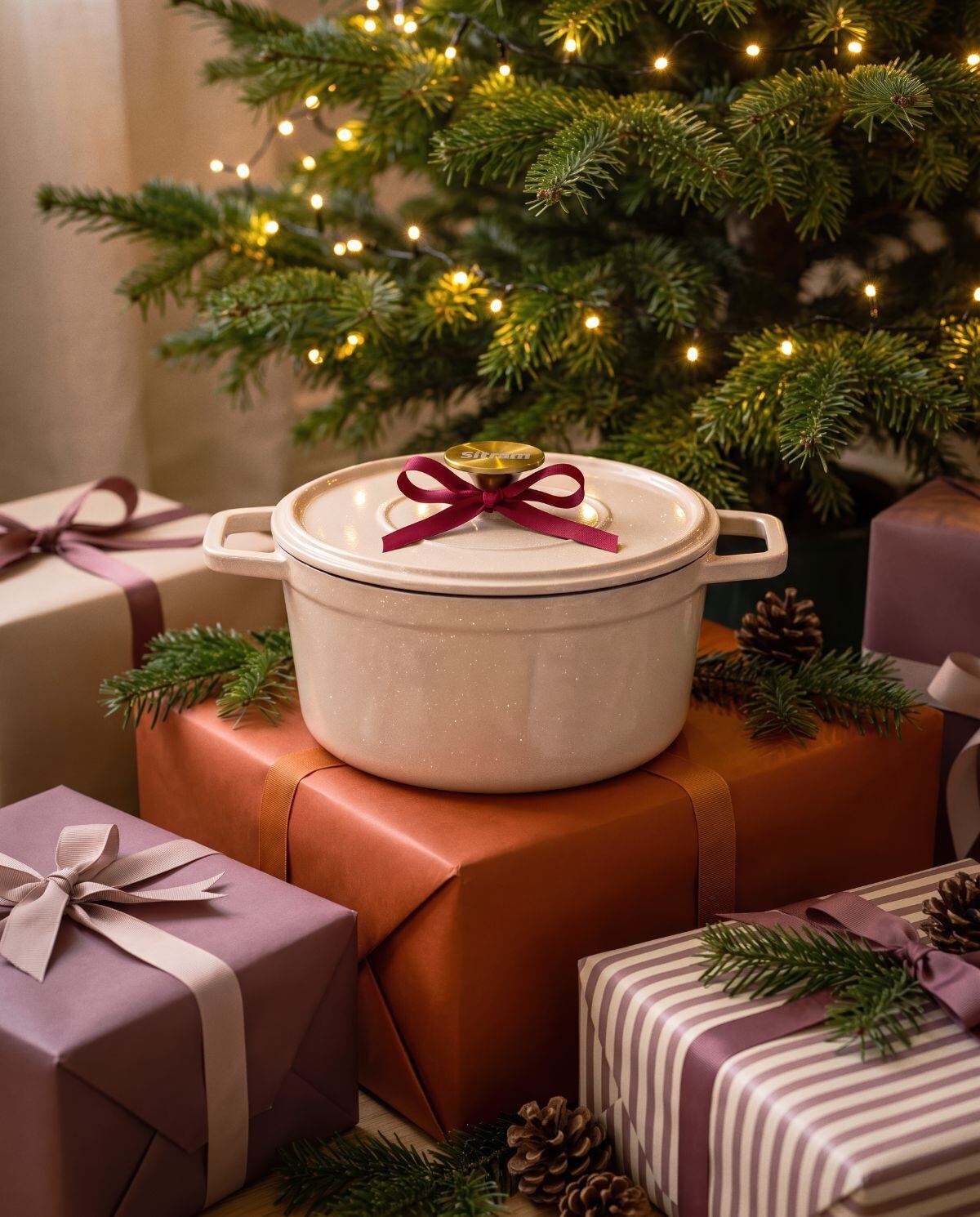 Cocotte Paillettes Crème sous le sapin
