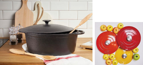 Technique Cast Iron TOMATO Dutch Oven Pot W/Lid 2.5 Qt.