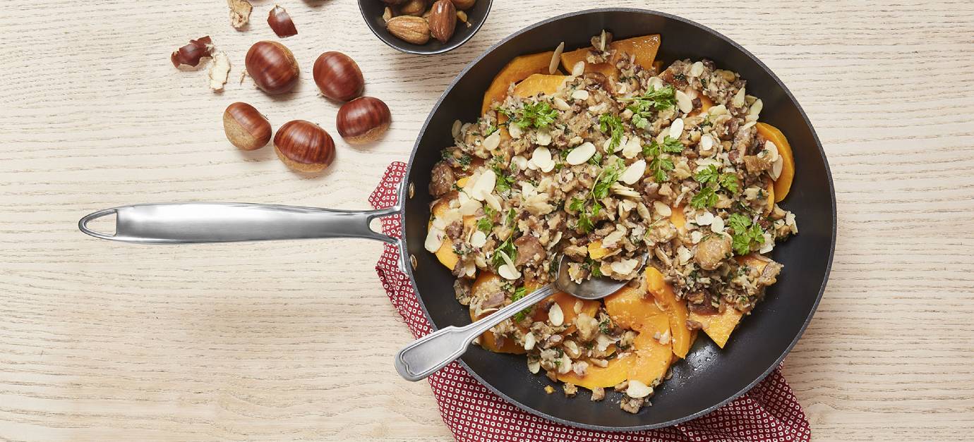 SITRAM recipe for roasted butternut squash with chestnut crumble