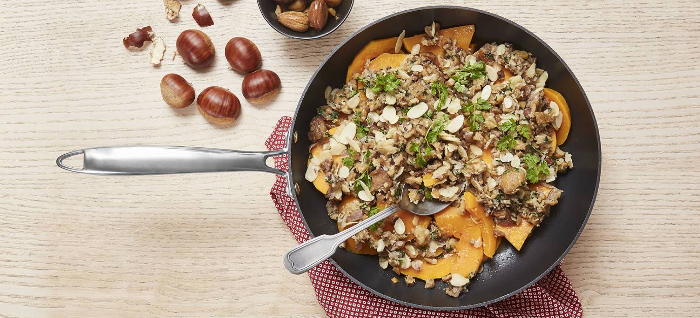 SITRAM recette courge butternut rotie et crumble de chataigne