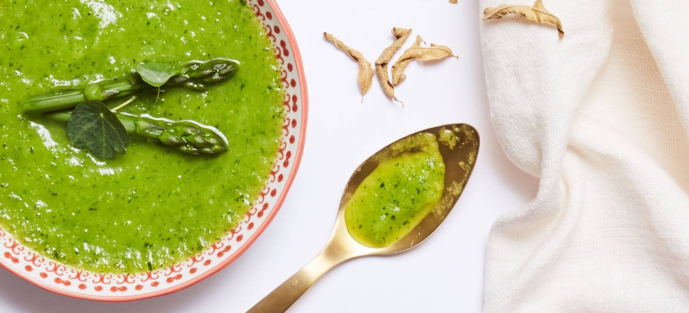 SITRAM recipe for asparagus and zucchini gazpacho with verbena