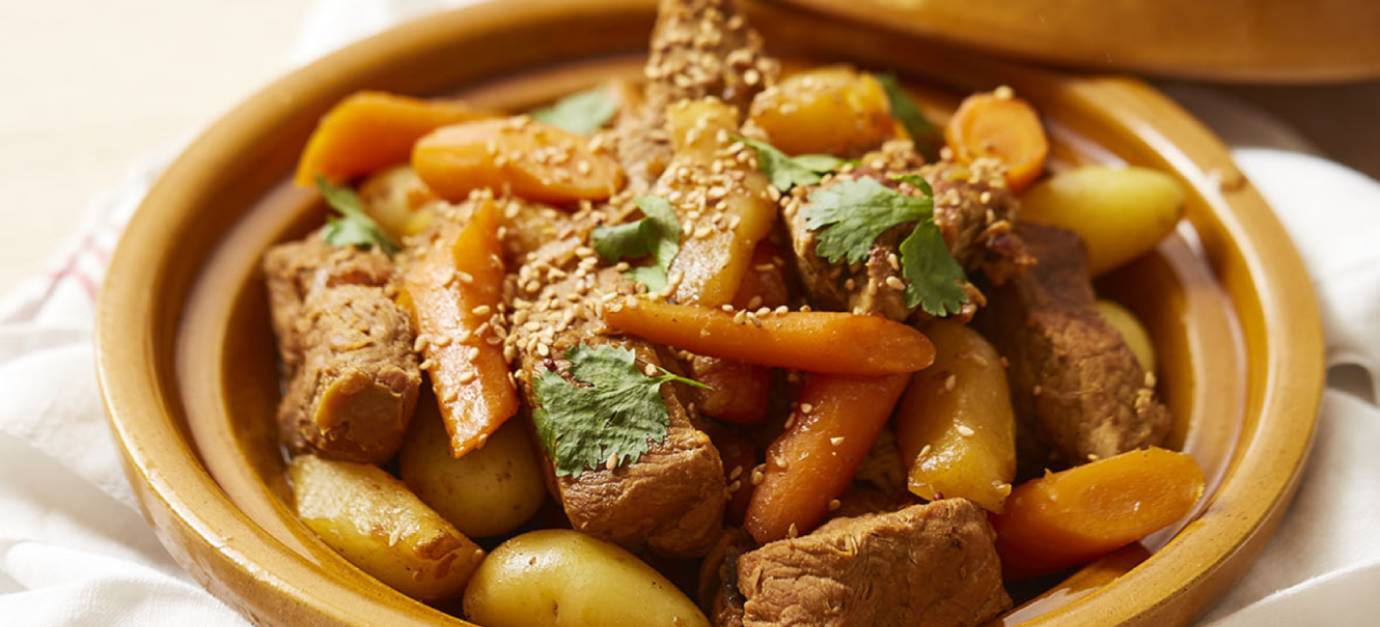 SITRAM recipe for veal tagine with quince, honey, and carrots