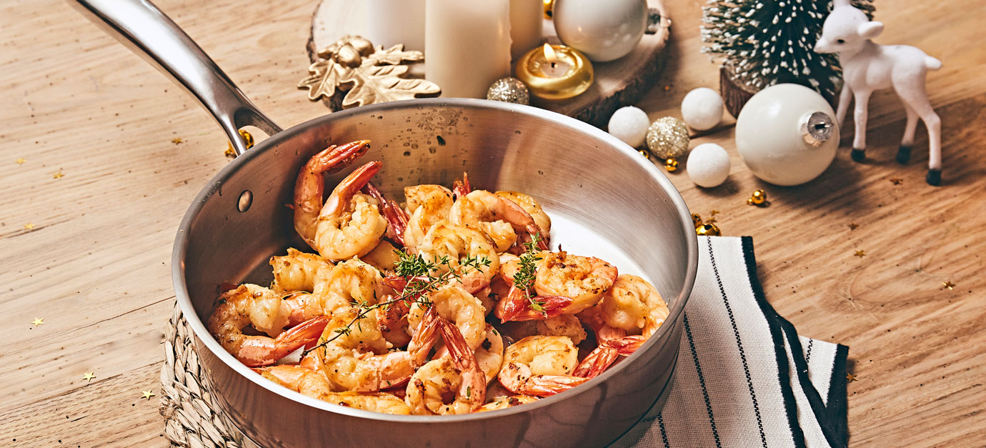 SITRAM recette de gambas poêles au thym