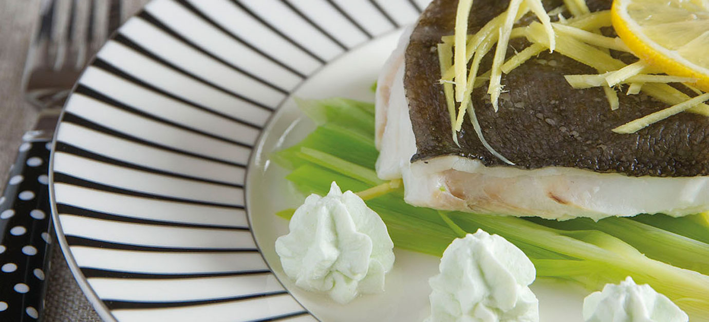 SITRAM recipe for cod steak and leeks steamed with lemon and ginger