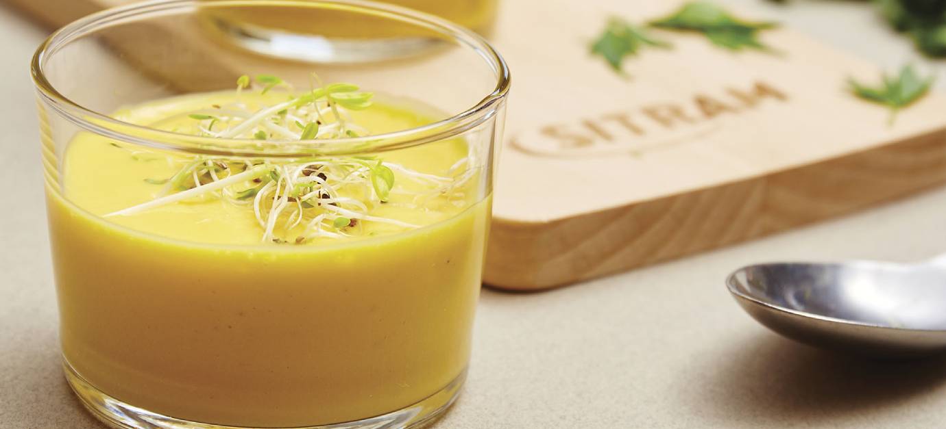 SITRAM recipe for carrot, ginger, and coconut milk soup