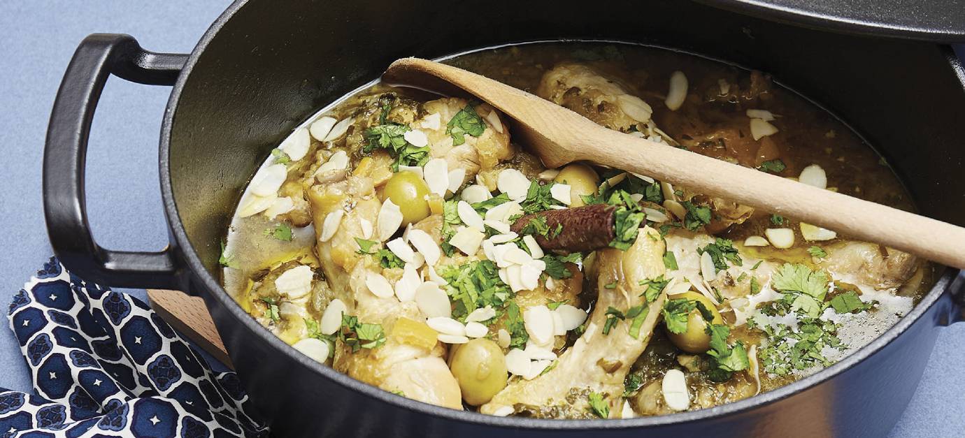 SITRAM recette Tajine de poulet aux amandes et aux olives