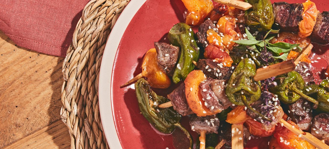 SITRAM duck and peach skewers recipe