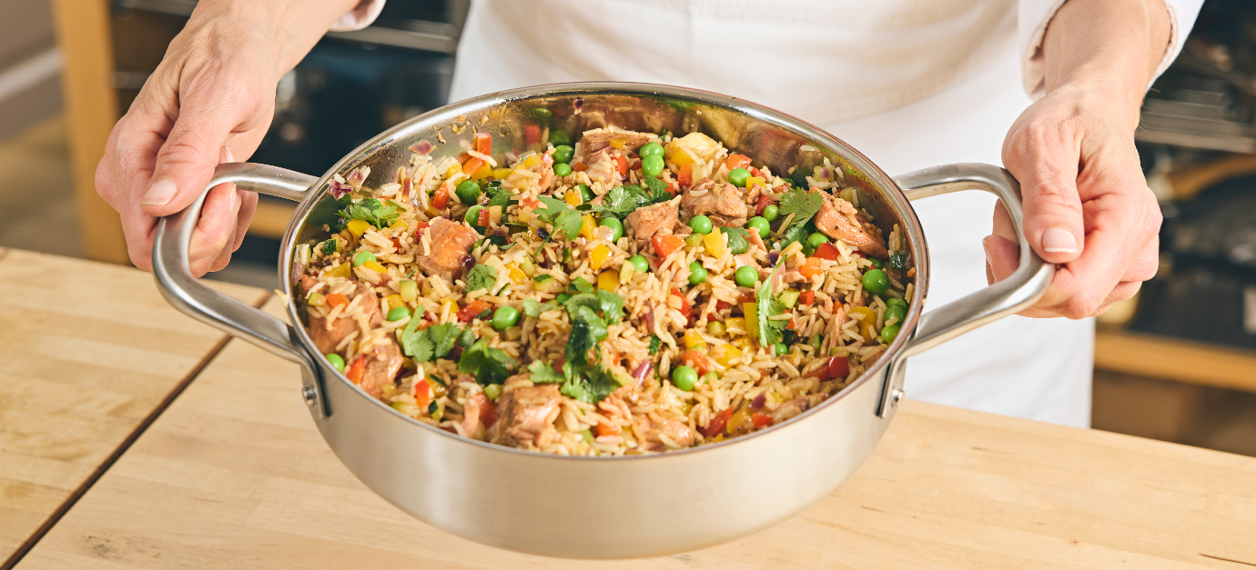 SITRAM recette Saumon au soja, riz et poivrons 