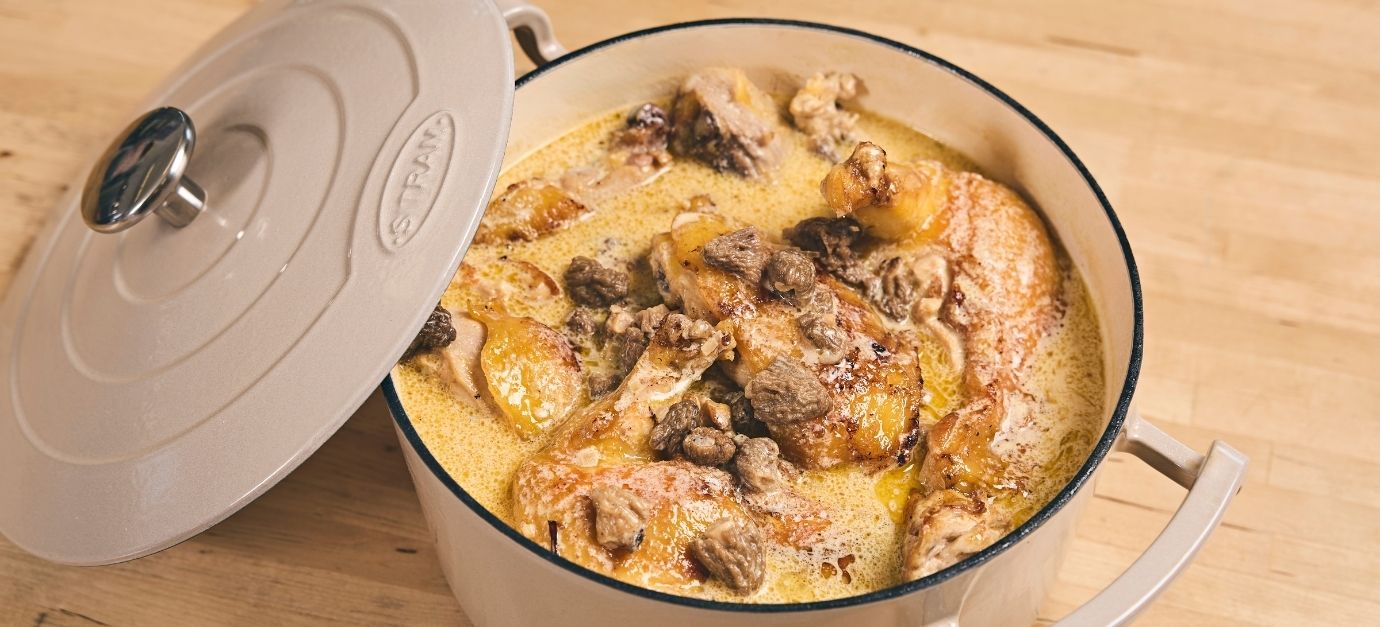 Mini chapon au savagnin et morilles